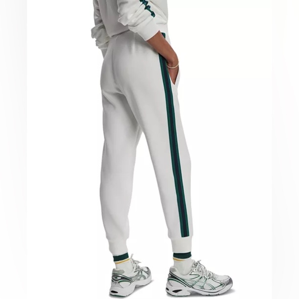 Varley The Slim Stripe Cuff Pants - White / Navy / Forest - Womens Medium